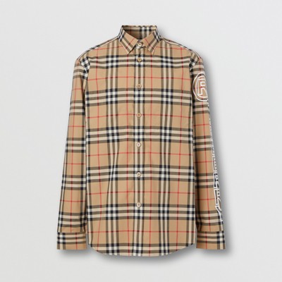 burberry shirt with red writing
