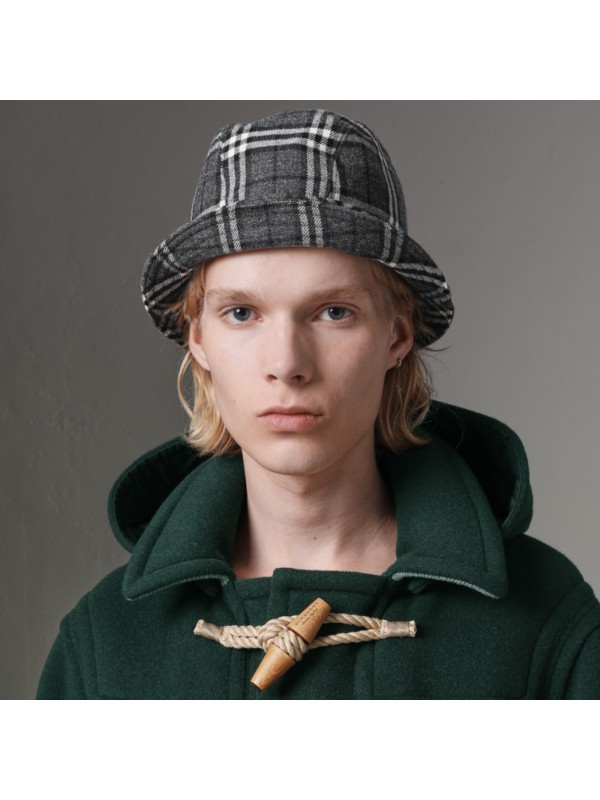 Gosha x Burberry Check Flannel Bucket Hat in Charcoal | Burberry United ...