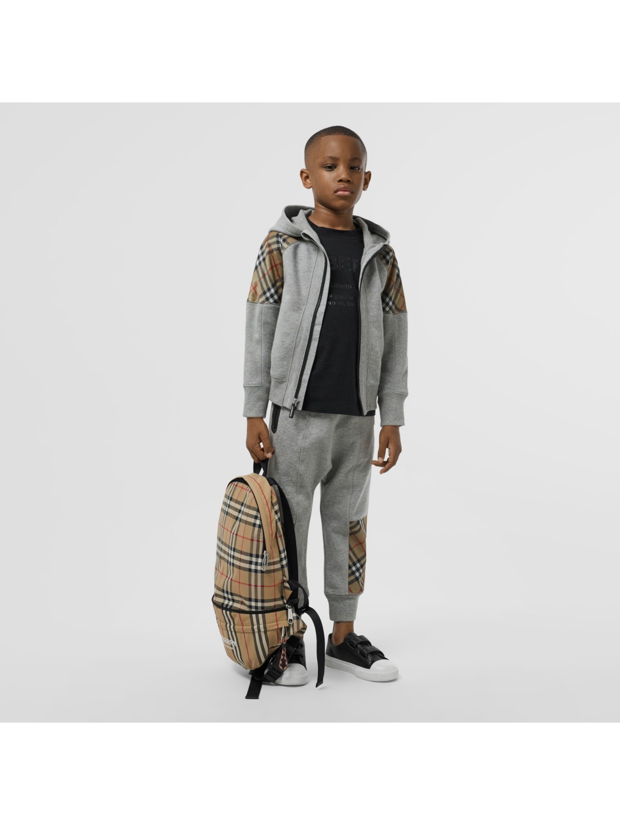 Sac banane convertible à rayures iconiques et Vintage Check in Beige D'archive