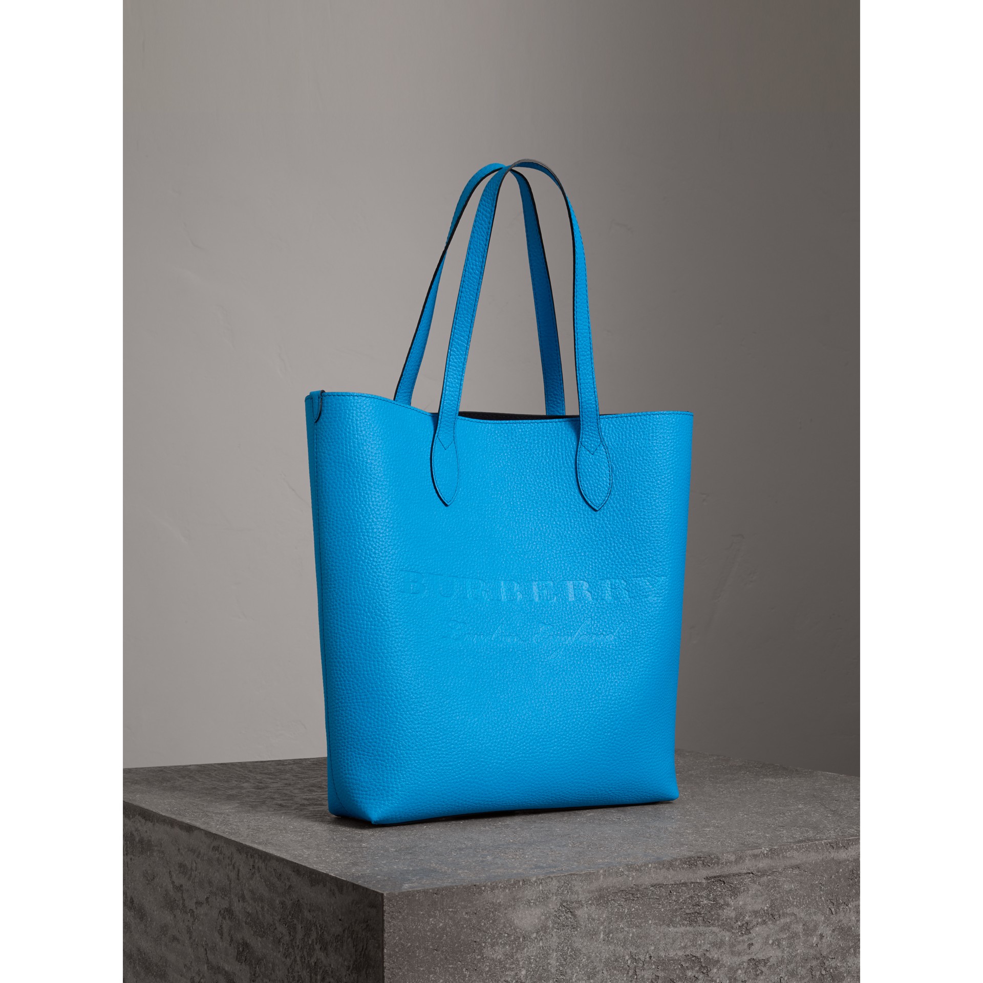 Embossed Leather Tote in Neon Blue - Men | Burberry United States
