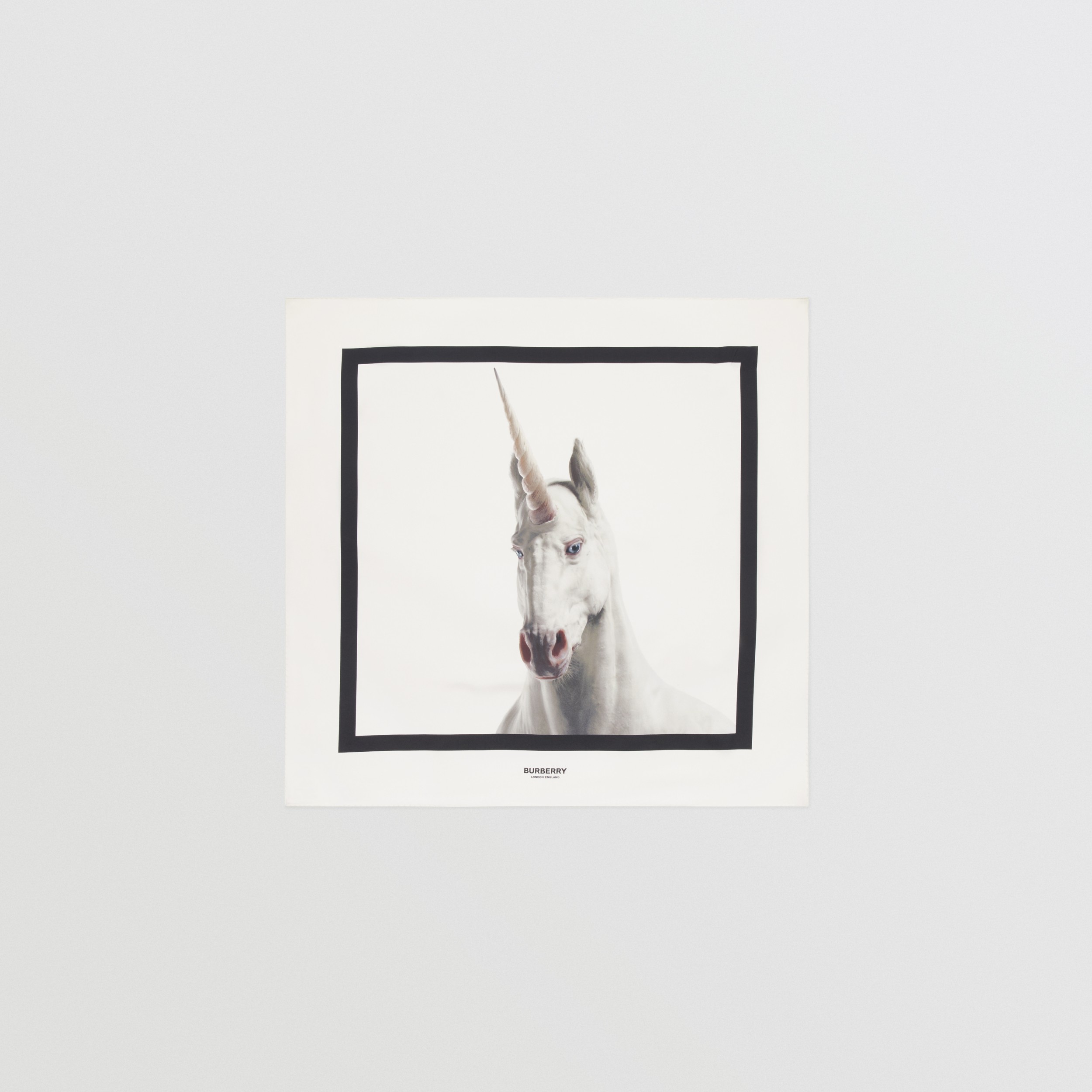Unicorn Print Silk Square Scarf in White Burberry United States