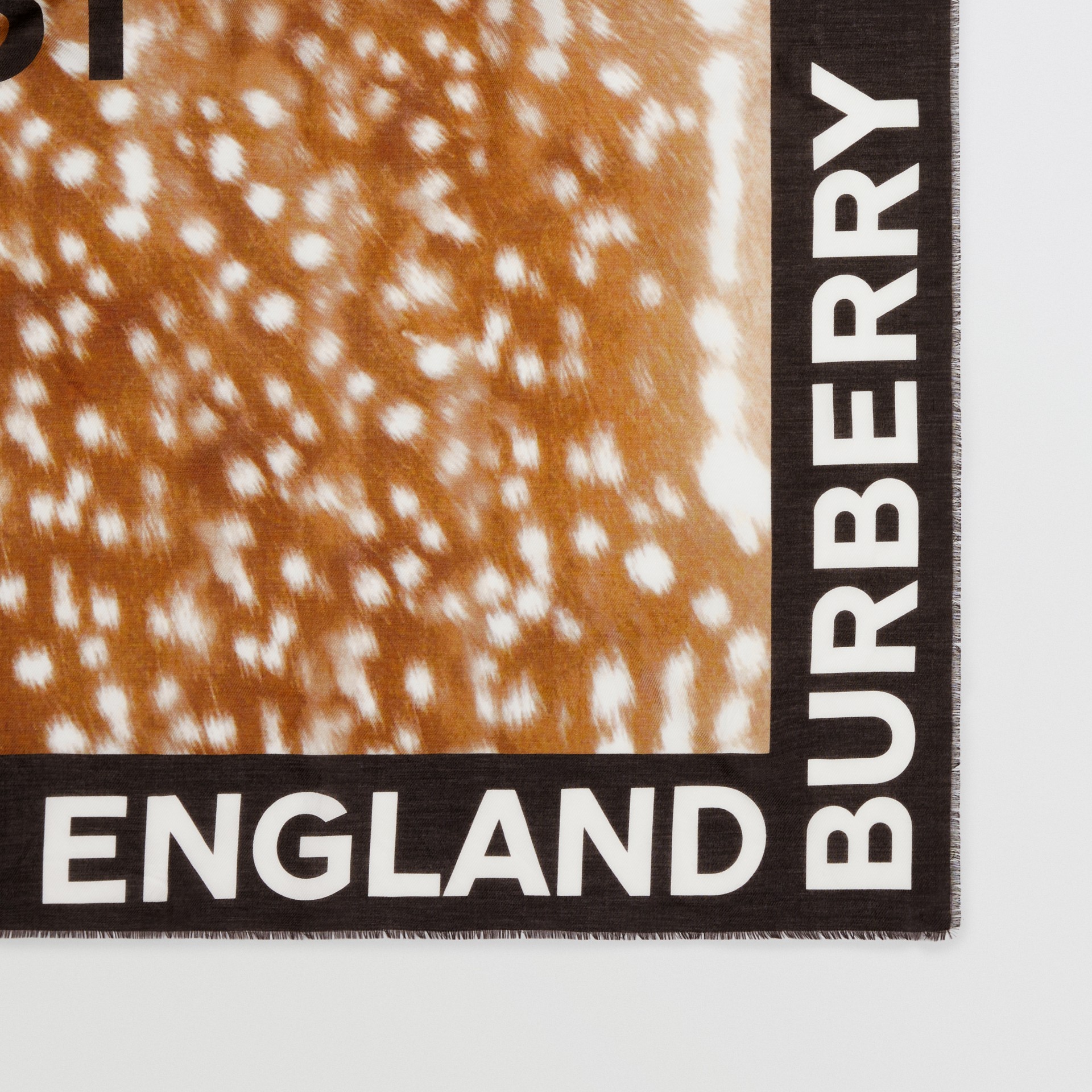 Slogan Deer Print Cotton Silk Large Square Scarf in Brown | Burberry ...