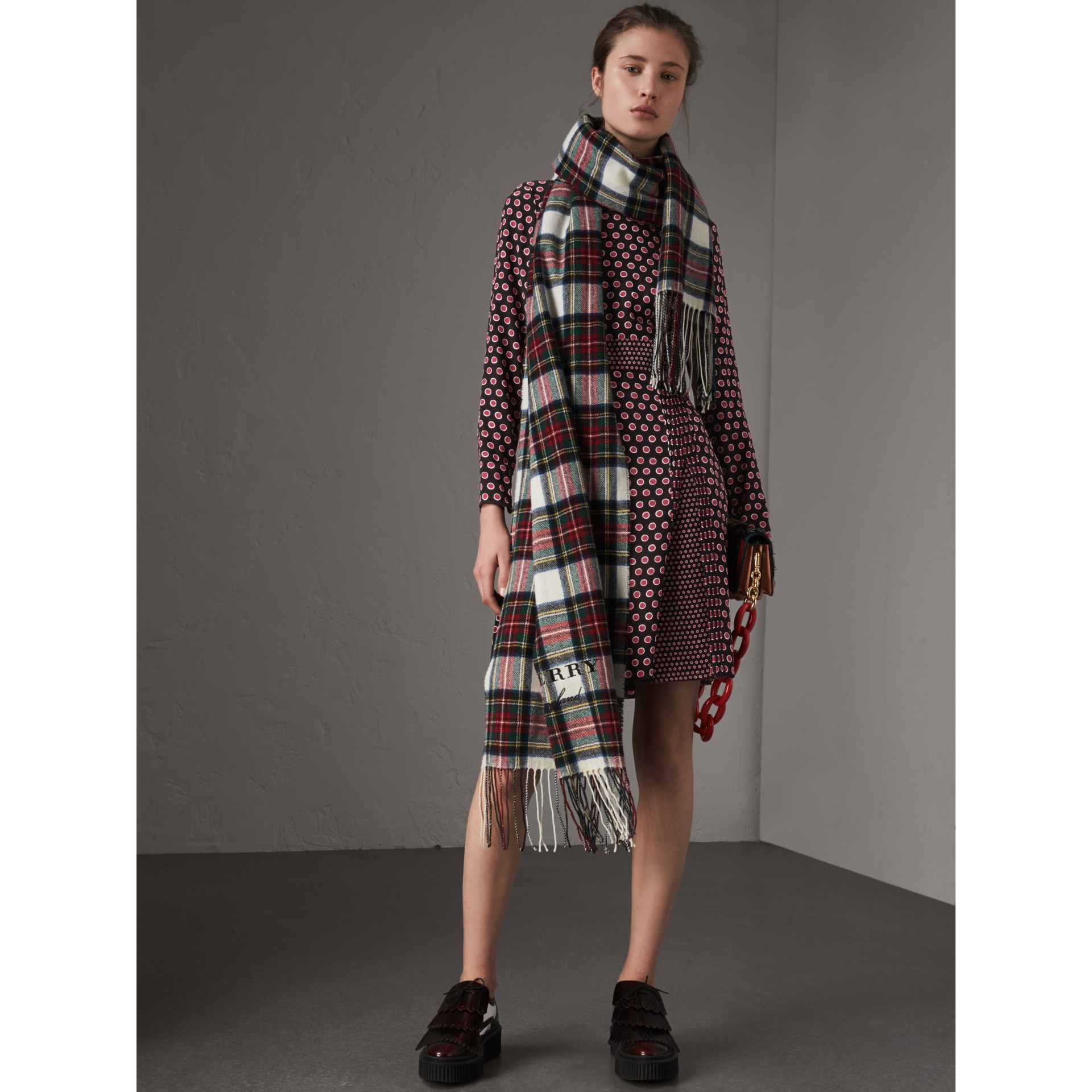 Long-sleeve Spot Print Silk Dress in Parade Red - Women | Burberry ...