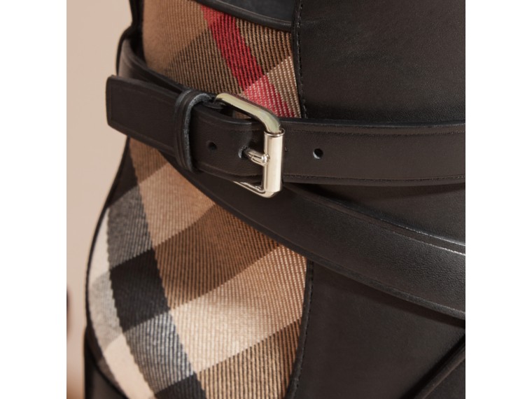 burberry house check leather bootie