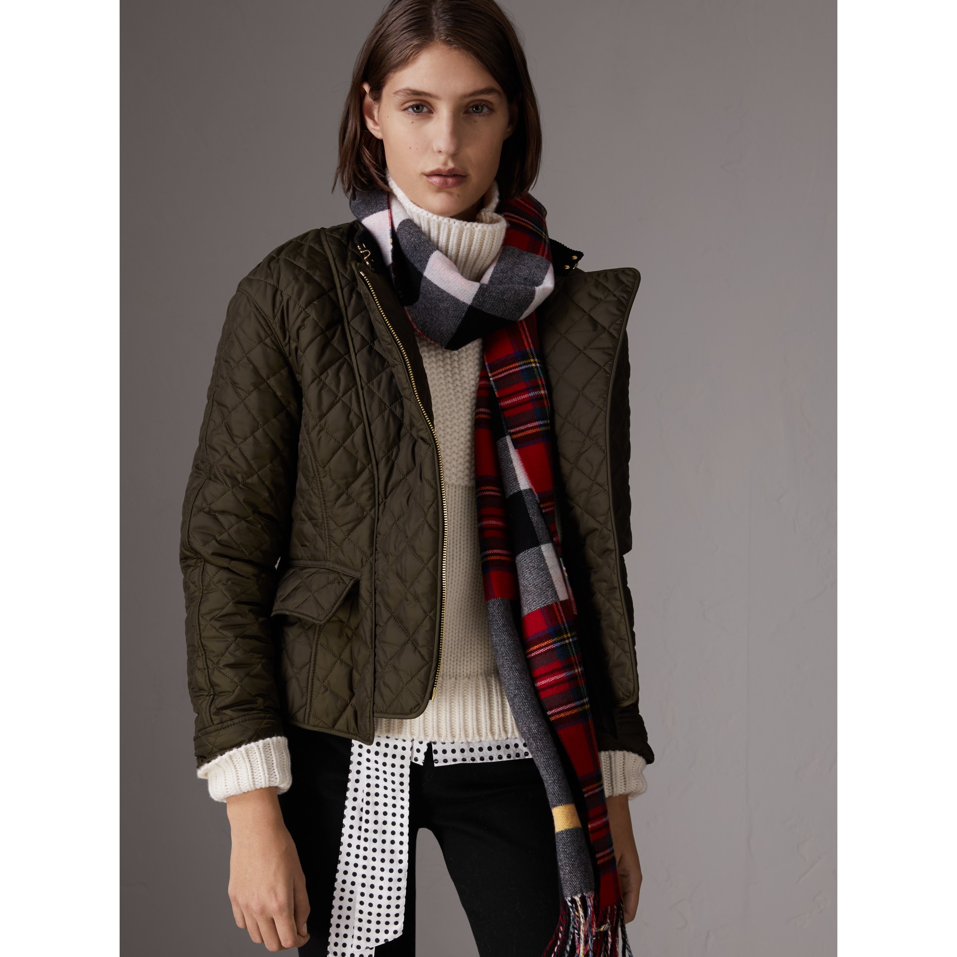 Diamond Quilted Jacket in Dark Olive - Women | Burberry United States