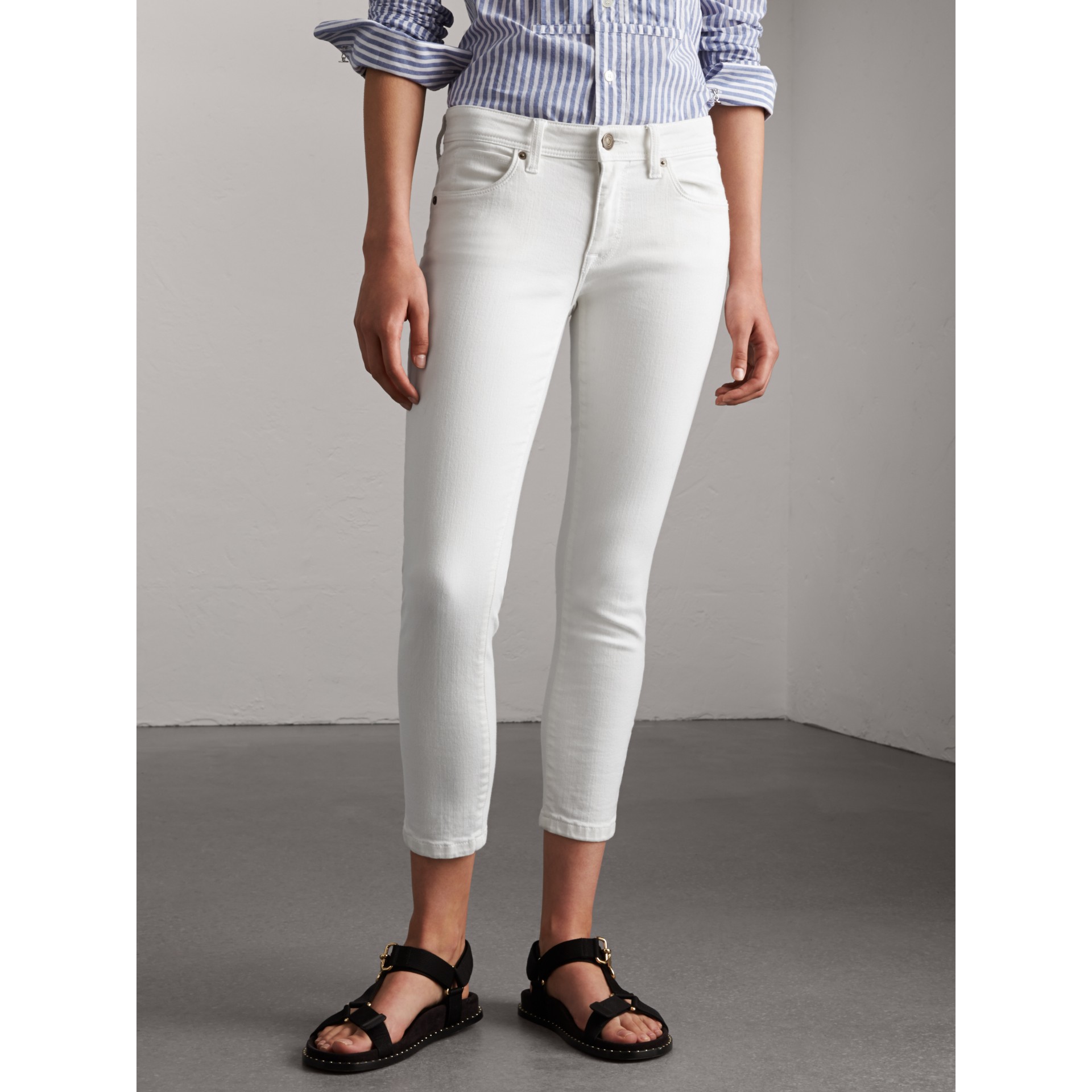 jean blanc femme taille basse