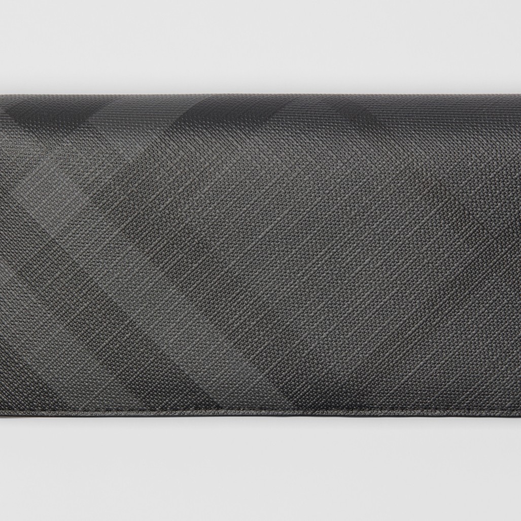 炭灰色 / 黑色 london 格纹拼皮革长款钱夹 产品图片21