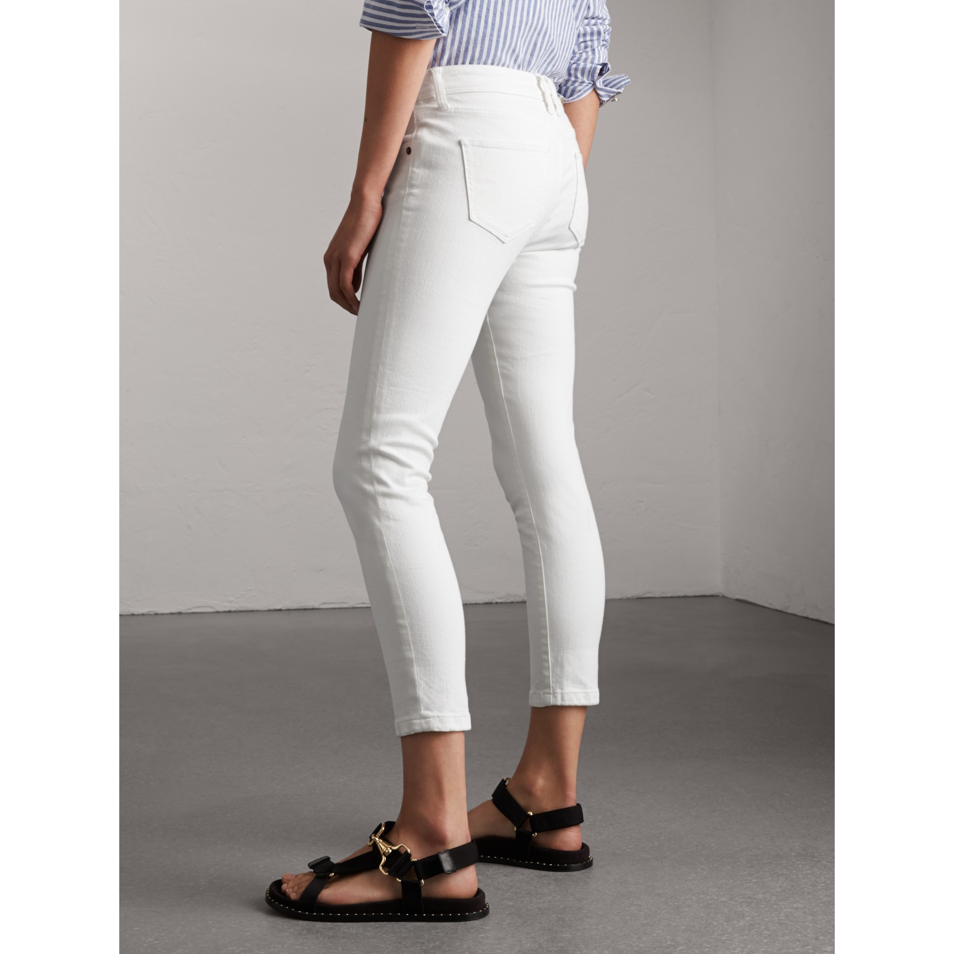 jean blanc femme taille basse