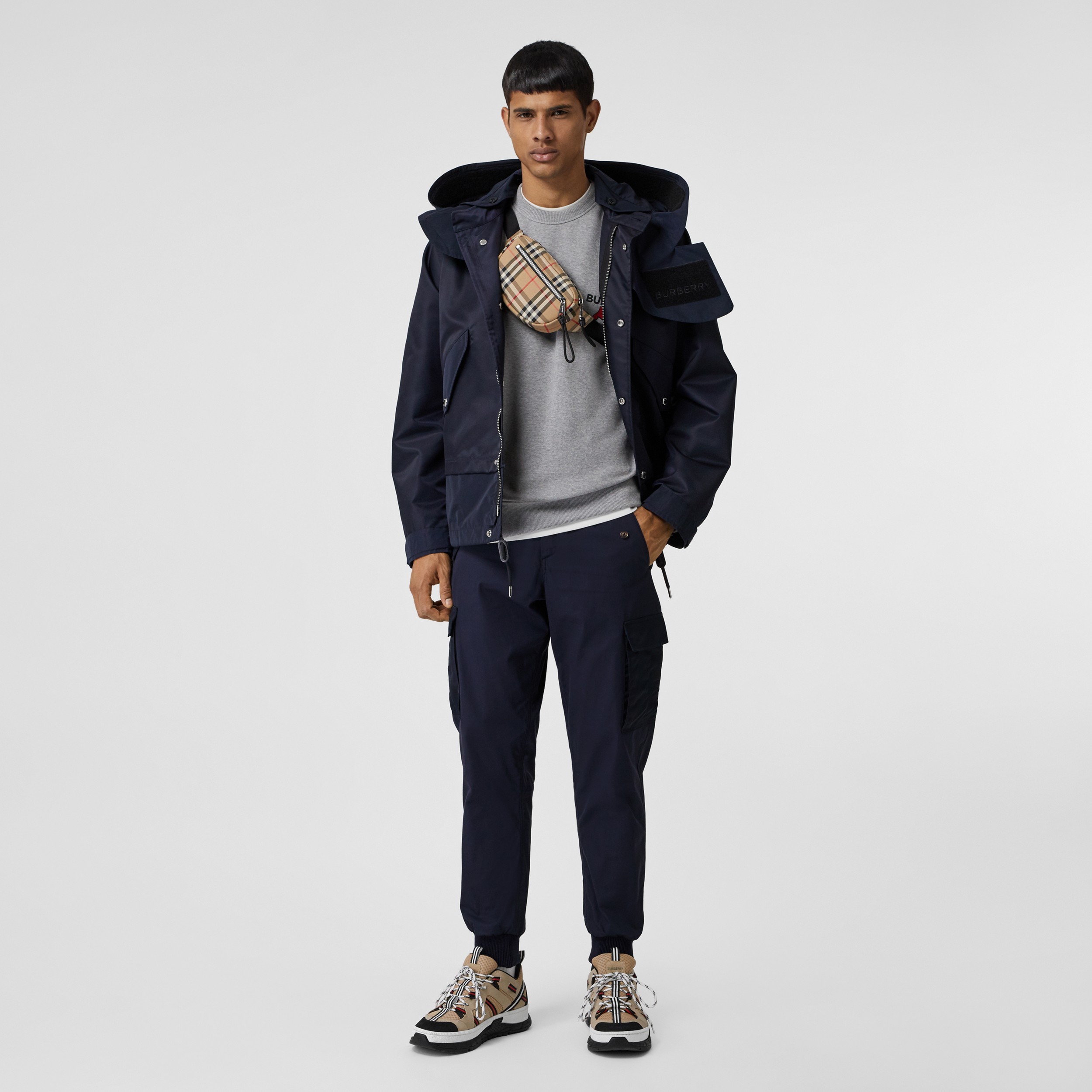 Cotton Tapered Cargo Trousers in Navy - Men | Burberry United States