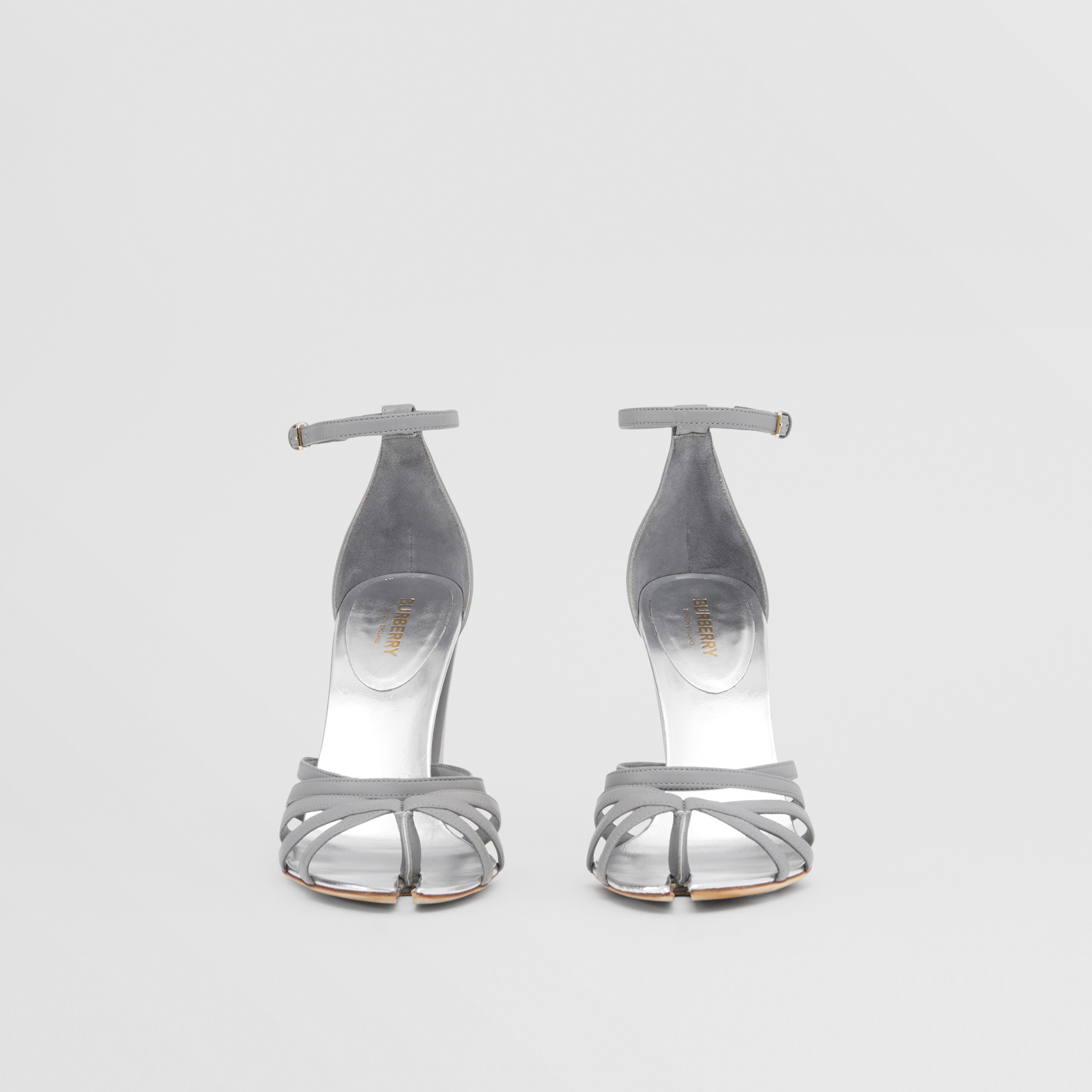 Split-toe Detail Leather Sandals in Cloud Grey - Women | Burberry ...