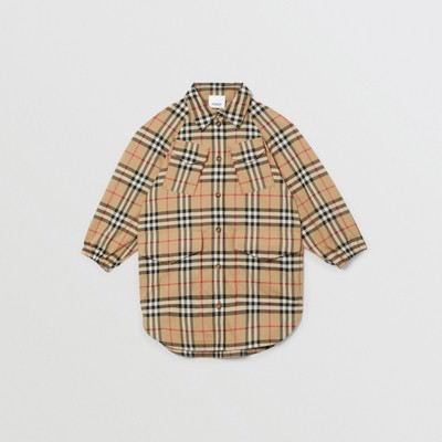 Vintage Check Cotton Shirt Dress in 