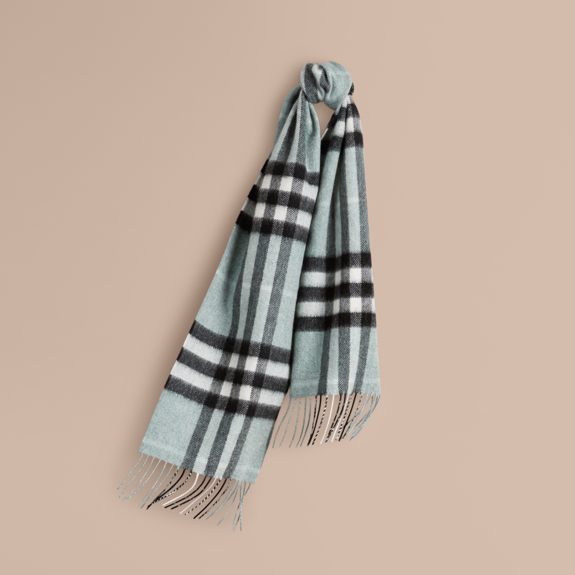 The Mini Classic Cashmere Scarf in Check in Dusty Mint Burberry