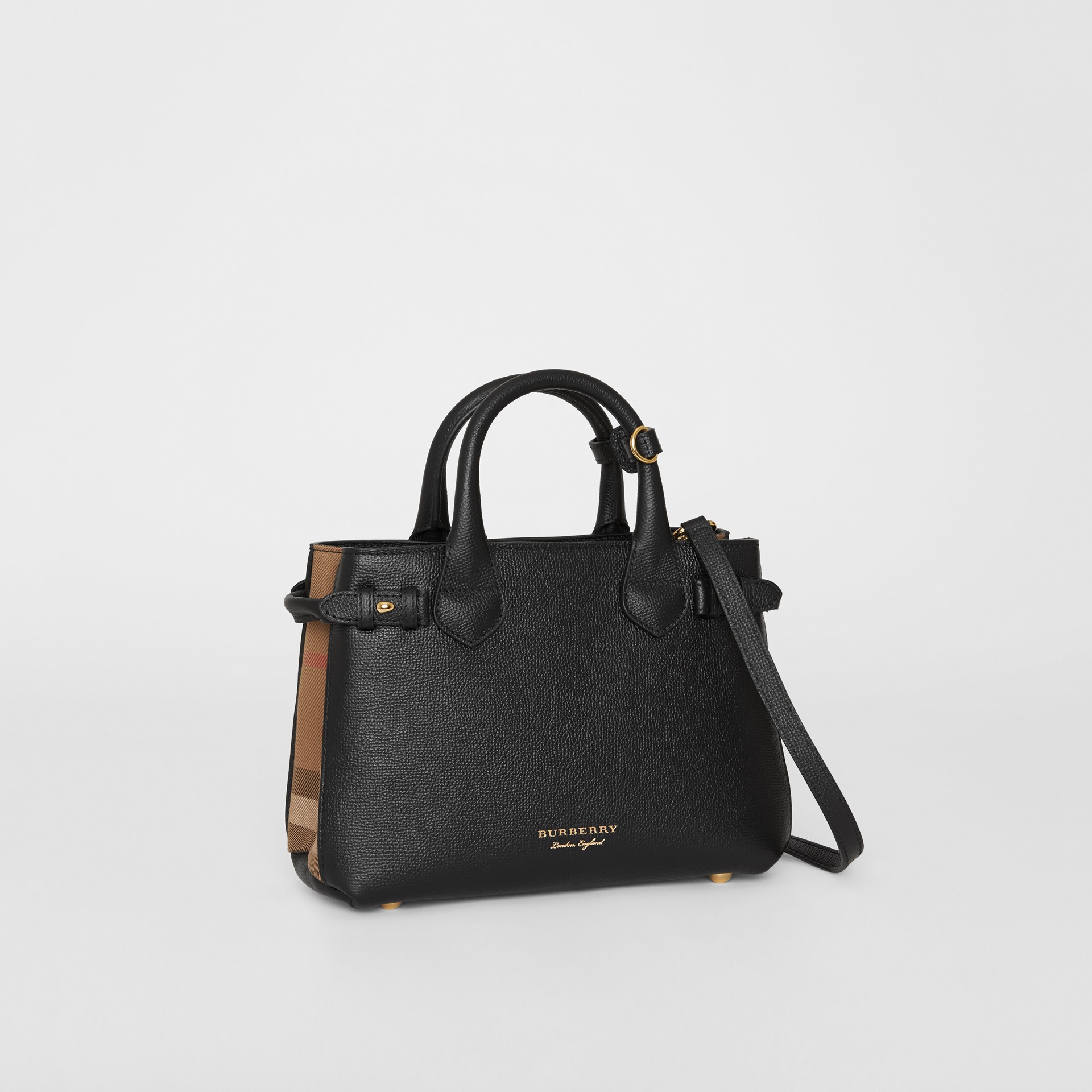 The Small Banner In Leather And House Check Black Women The Small Banner In Leather And House Check Black Women Burberry United States