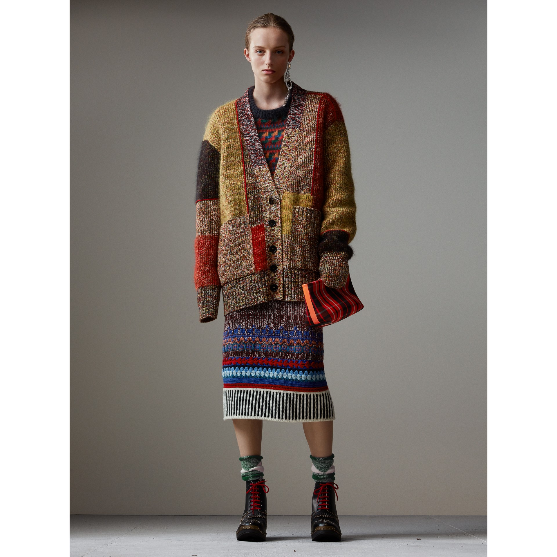 BURBERRY Hand-Crocheted Detail Cashmere Wool Blend Skirt, Multicolour ...