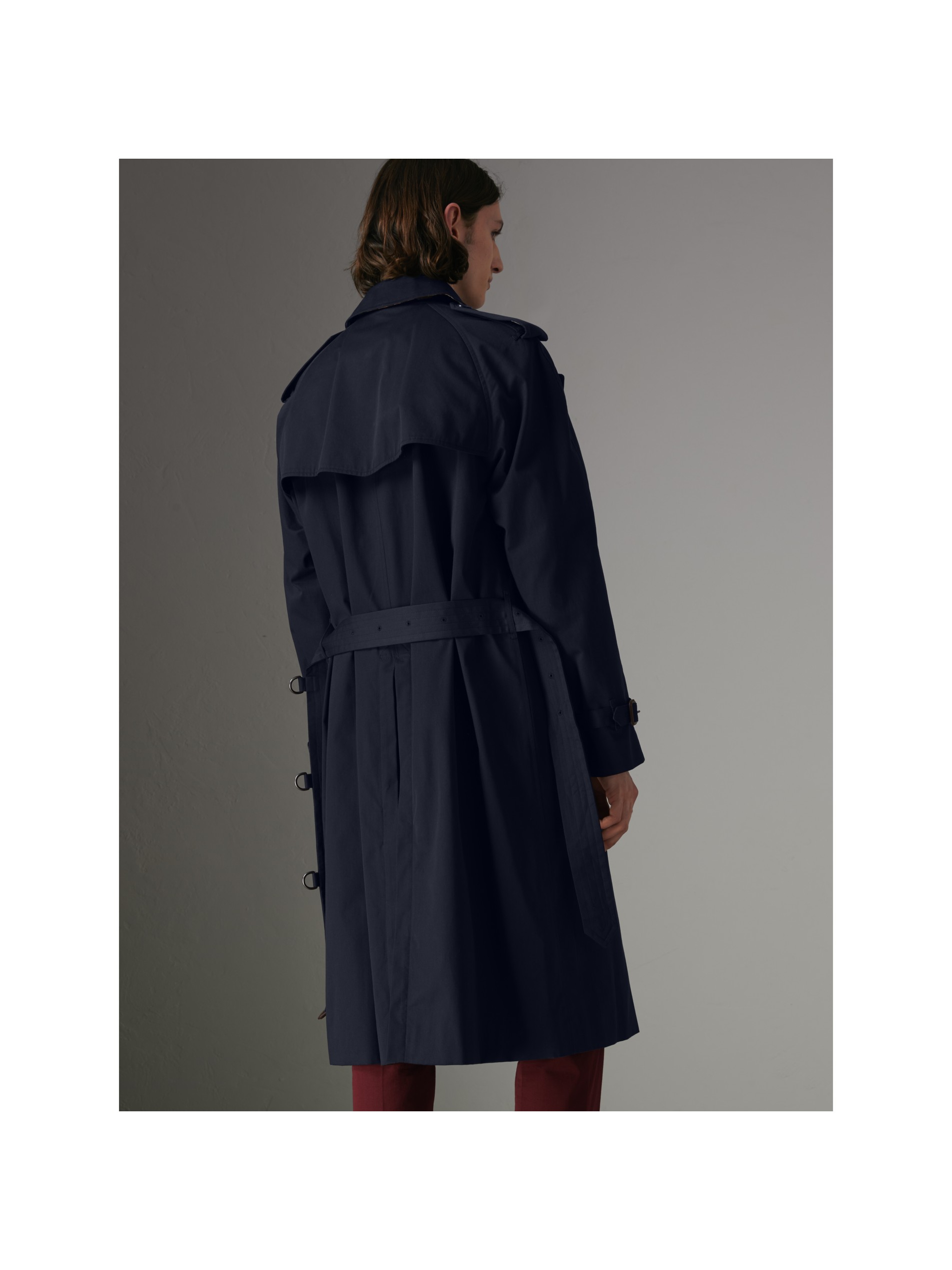 vintage 格纹内衬嘎巴甸 trench 风衣 (墨蓝色) - 男士 | burberry