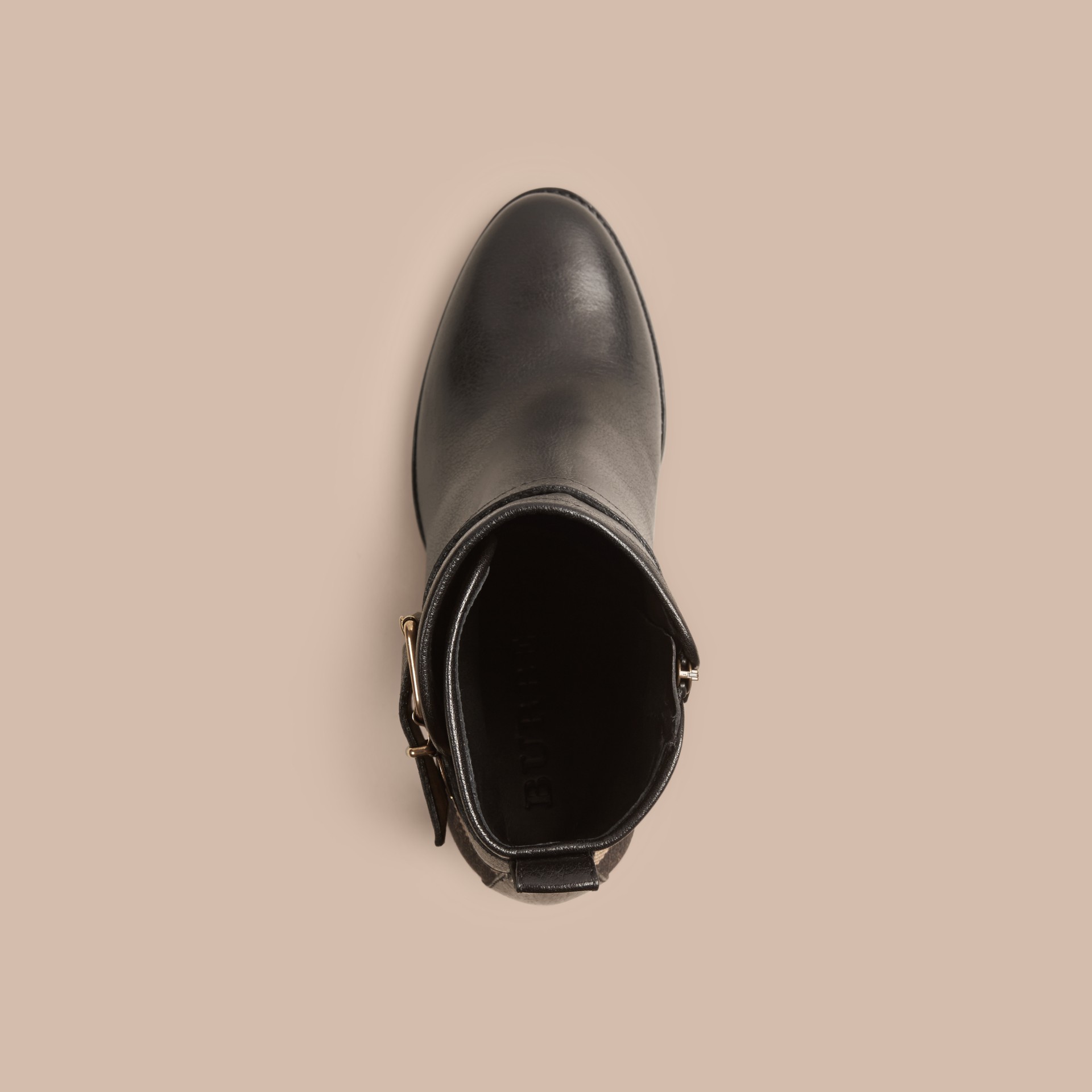 vintage check and leather ankle boots