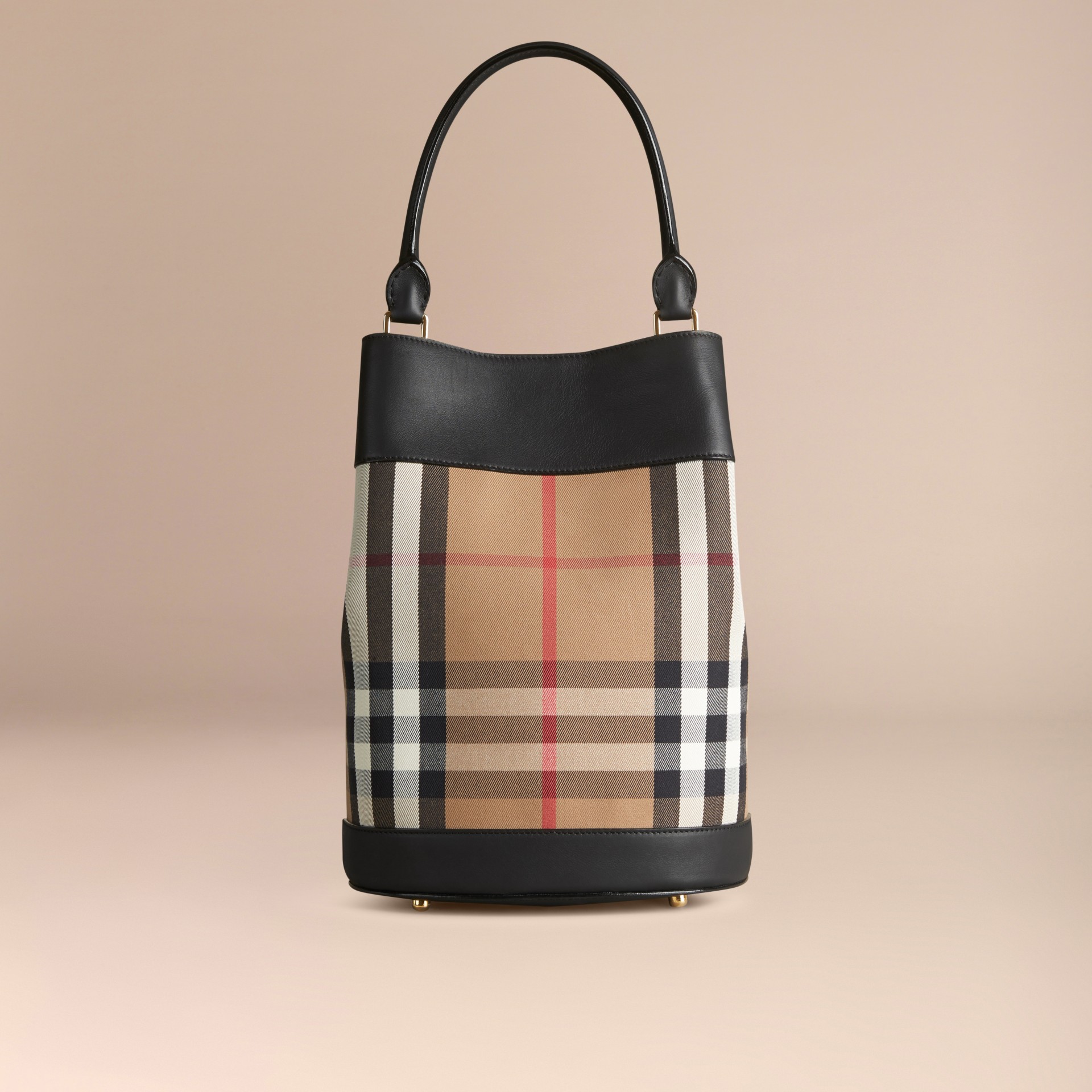 The Bucket Bag in House Check and Leather Black | Burberry