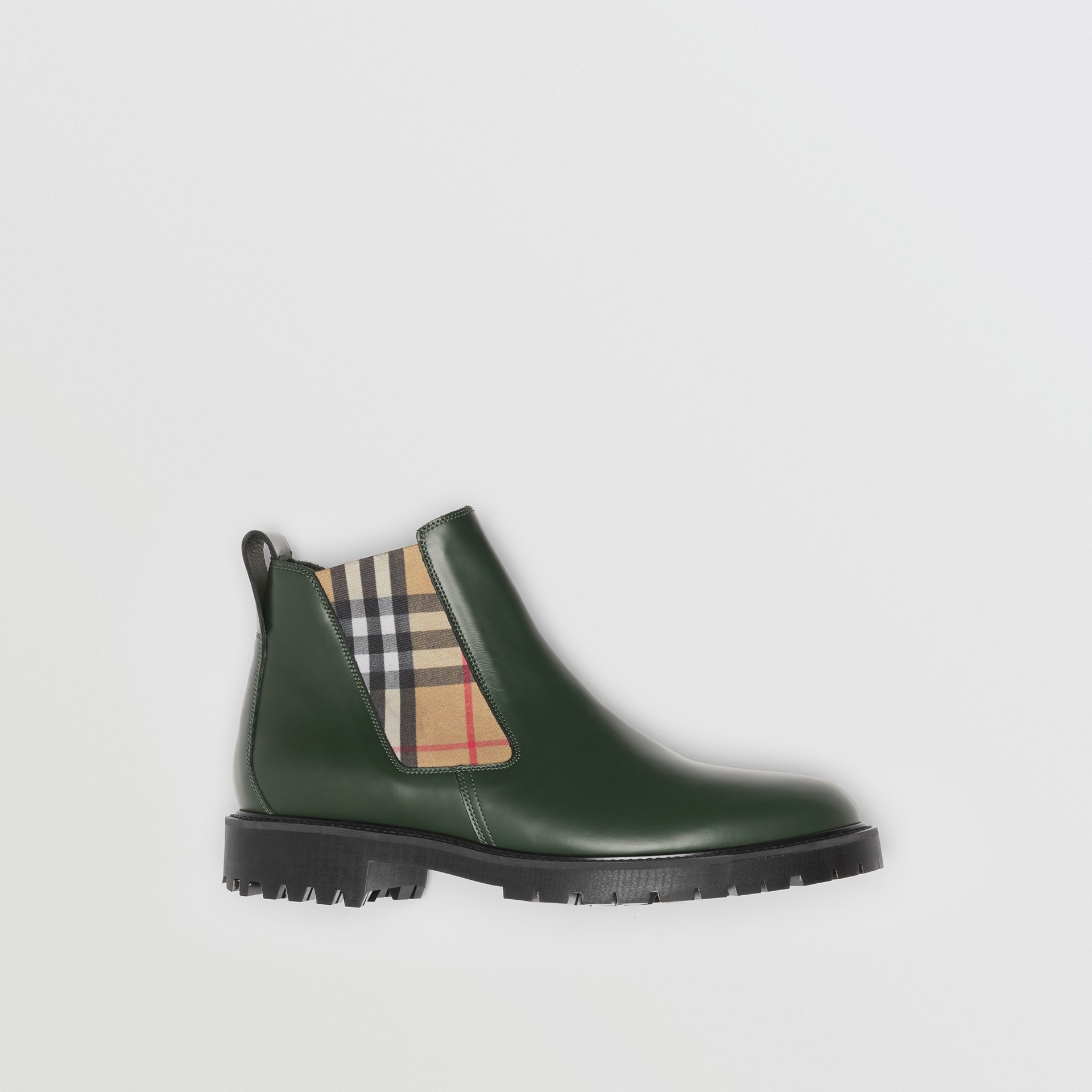 topshop square toe chunky chelsea boots in bottle green