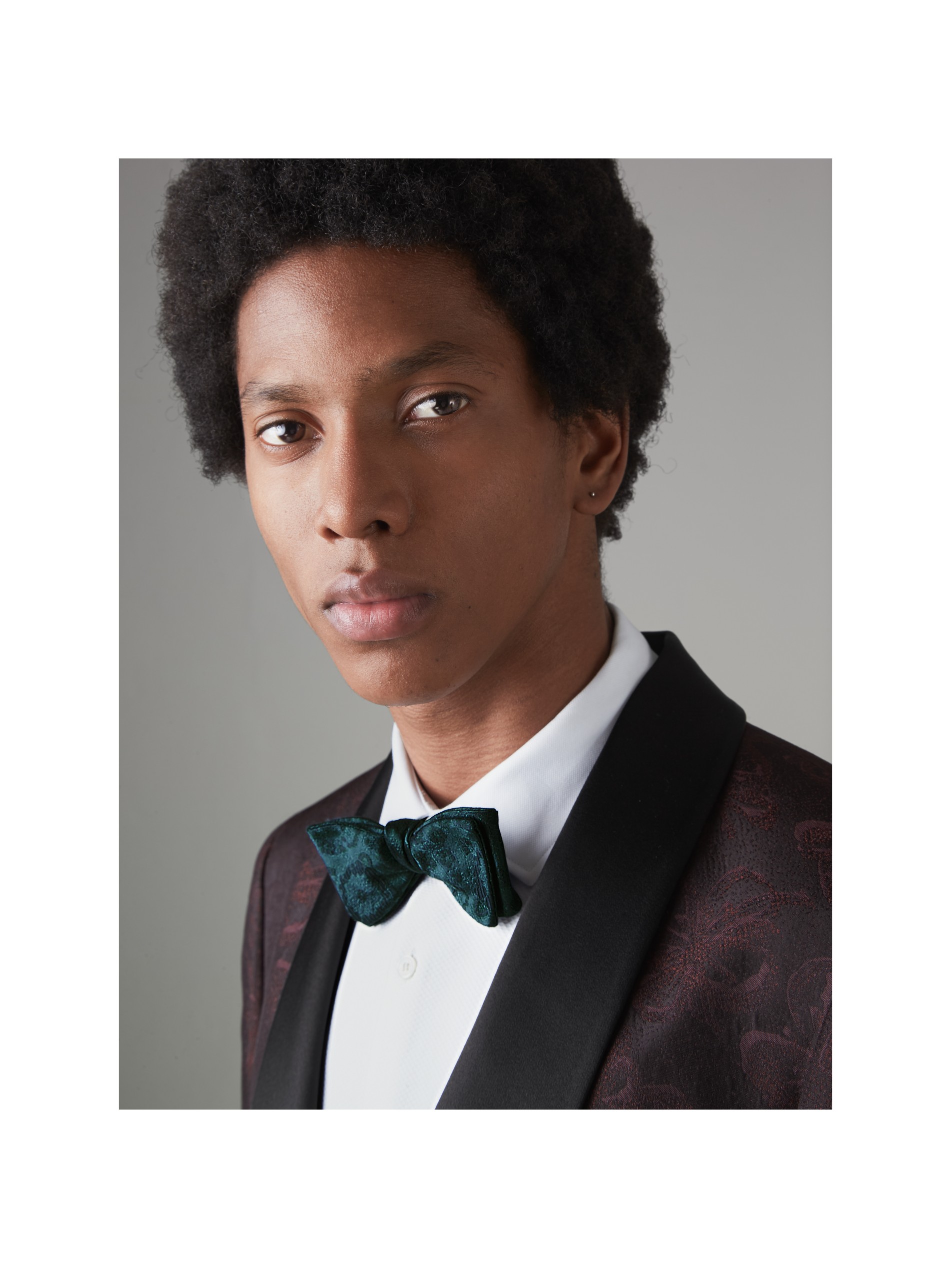 floral silk jacquard bow tie in dark teal - men | burberry