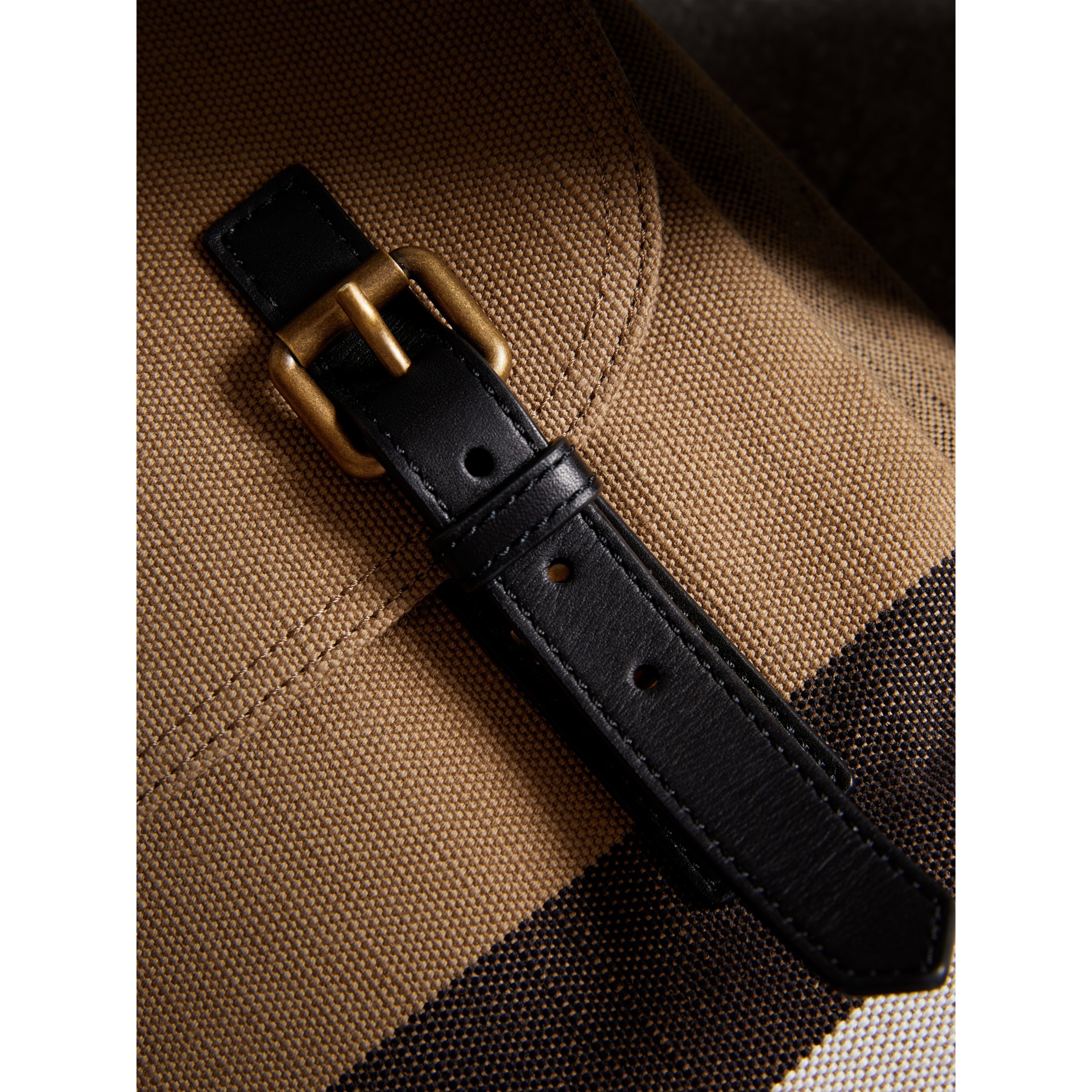 Large Leather Trim Canvas Check Messenger Bag in Black Men Burberry United States