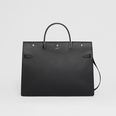 Large Leather Title Bag in Black 