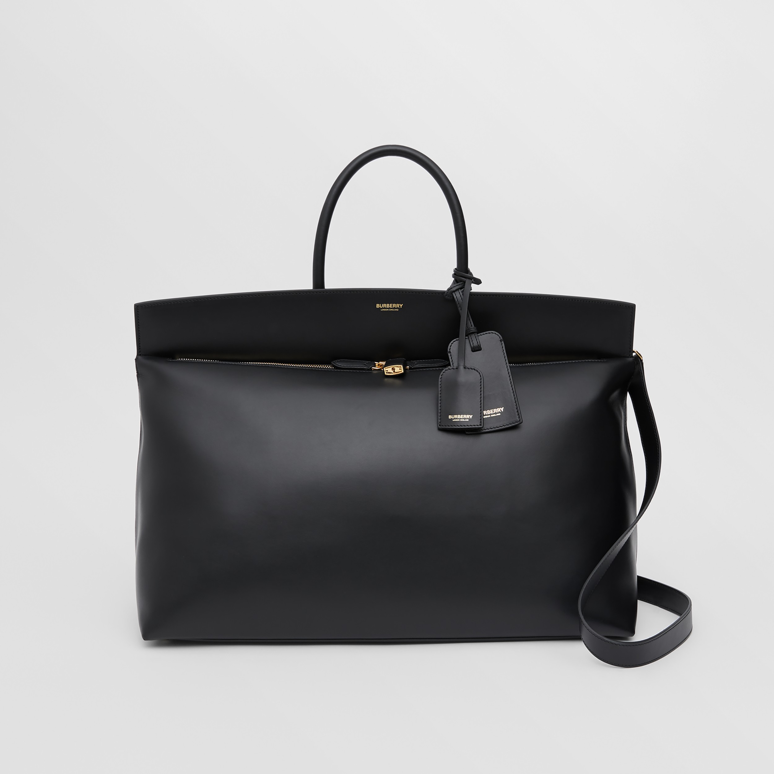 Extra Large Leather Society Top Handle Bag in Black - Men | Burberry ...
