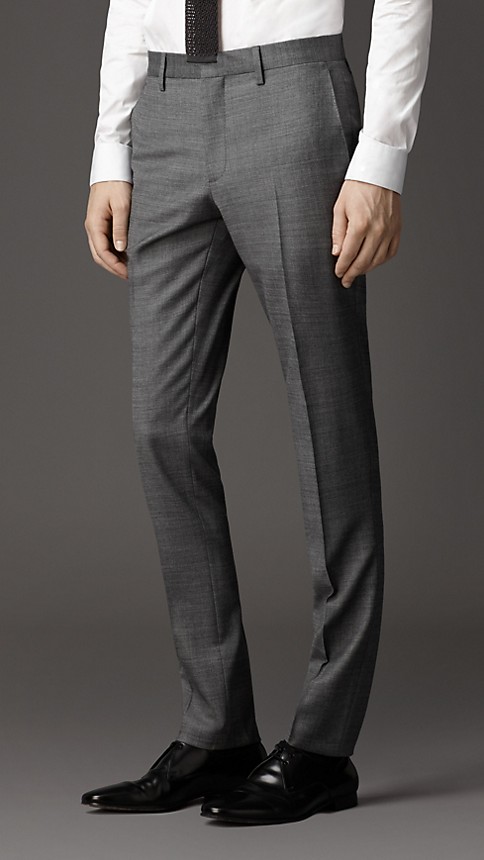 Slim Fit Travel Tailoring Wool Sharkskin Suit | Burberry