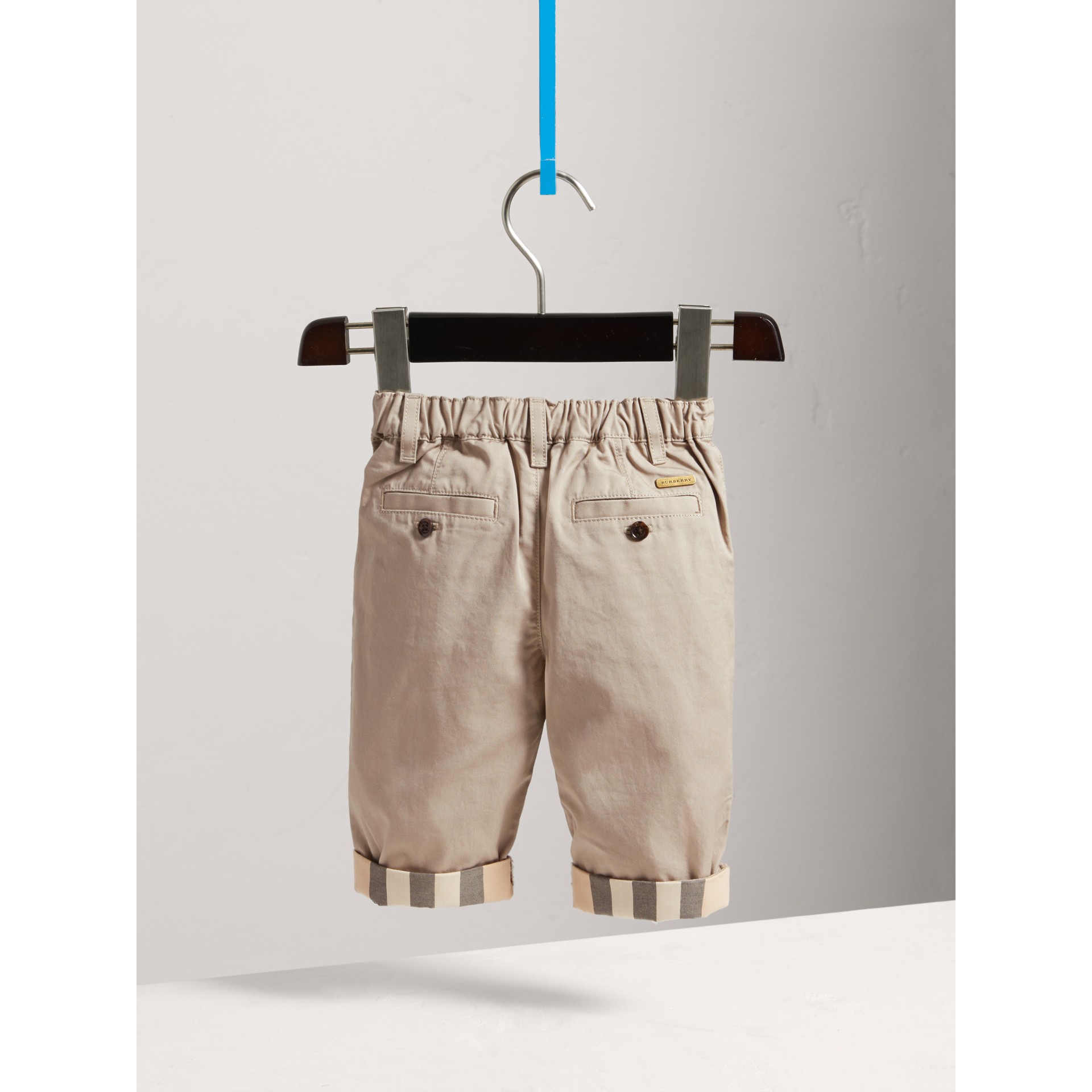Check Cuff Chinos in Taupe Boy Burberry United States