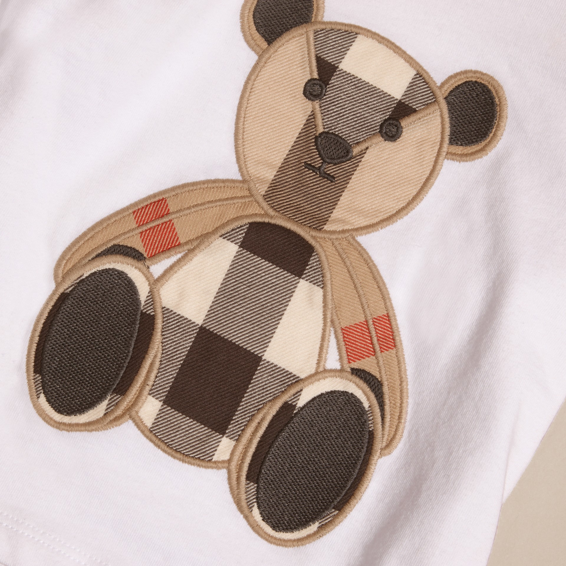 Long Sleeved Teddy Bear Motif Cotton T Shirt Burberry 