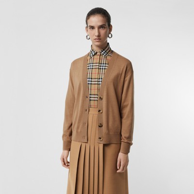 burberry vintage check detail merino wool sweater