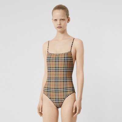 Vintage Check Swimsuit in Archive Beige 