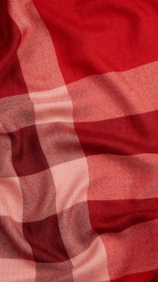 珊瑚红色格子 丝绒混纺格子围巾 - 图 4