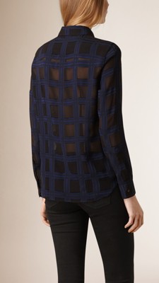 navy check shirt women