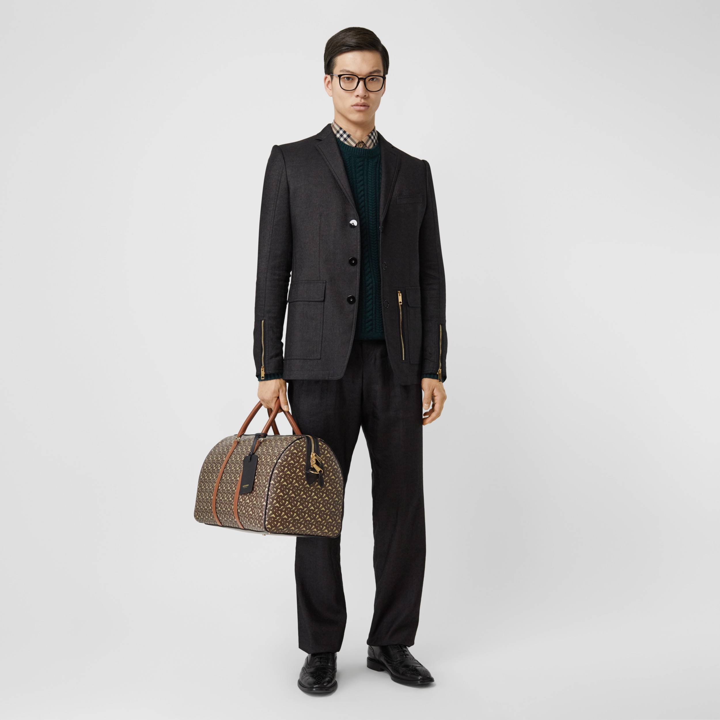 Monogram Print E-canvas and Leather Holdall in Bridle Brown - Men ...