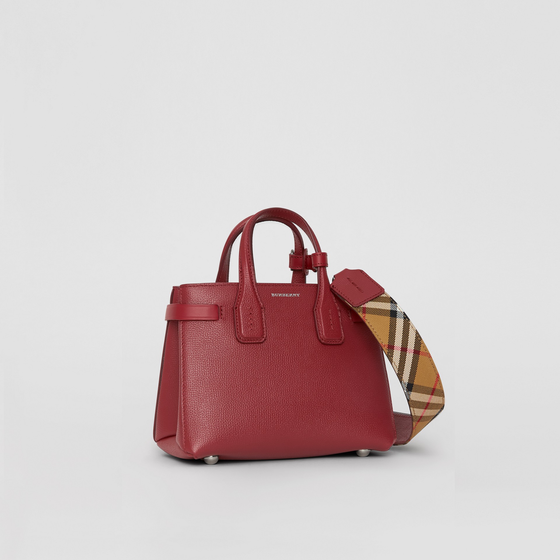 The Baby Banner In Leather And Vintage Check Crimson Women Burberry United States