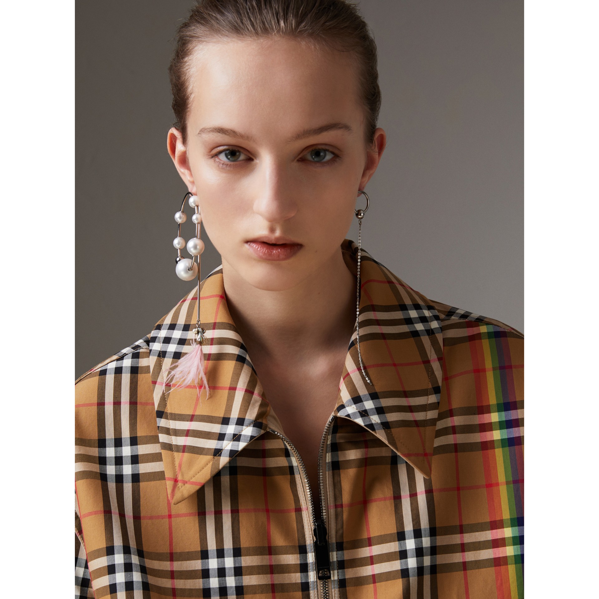 Rainbow Vintage Check Harrington Jacket in Antique Yellow/rainbow ...