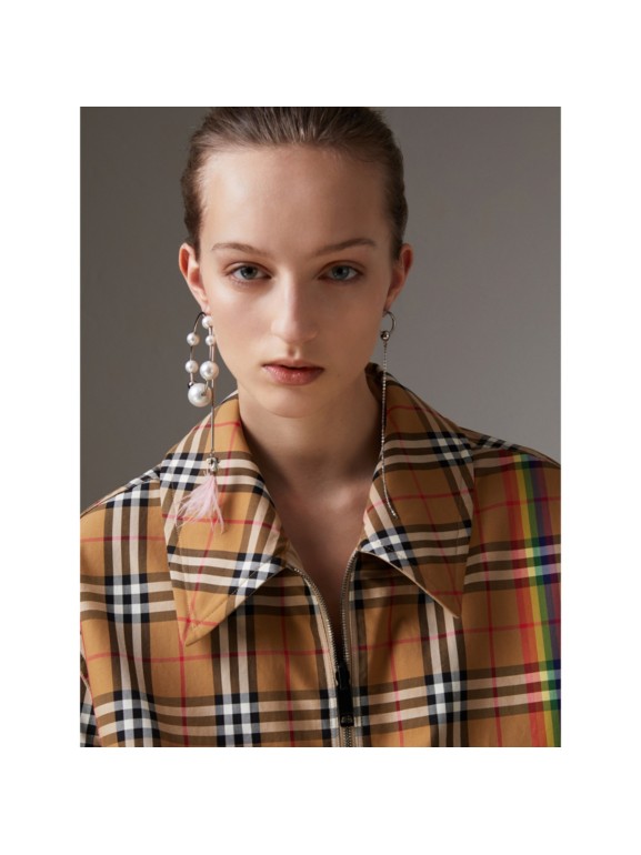 Rainbow Vintage Check Harrington Jacket in Antique Yellow/rainbow