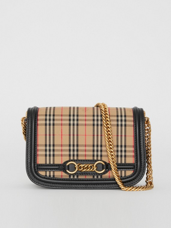 Women S Handbags Purses Burberry United States The 1983 Check Link Bag With Leather Trim In Black