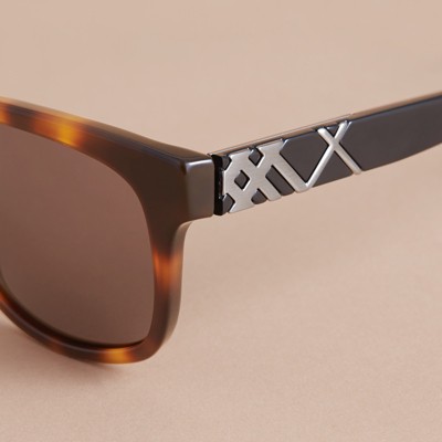 check detail square frame sunglasses