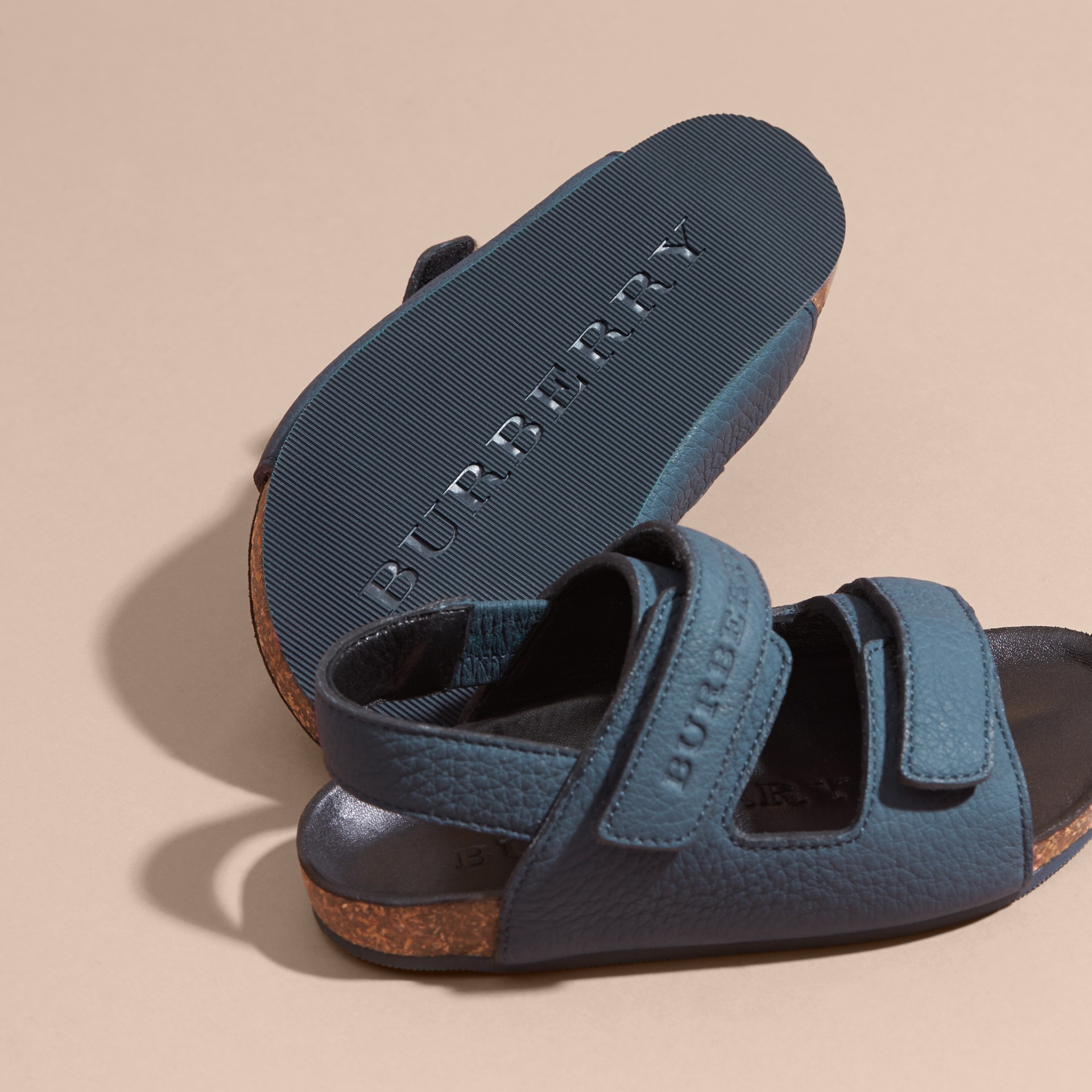 Cork Detail Leather Sandals Burberry