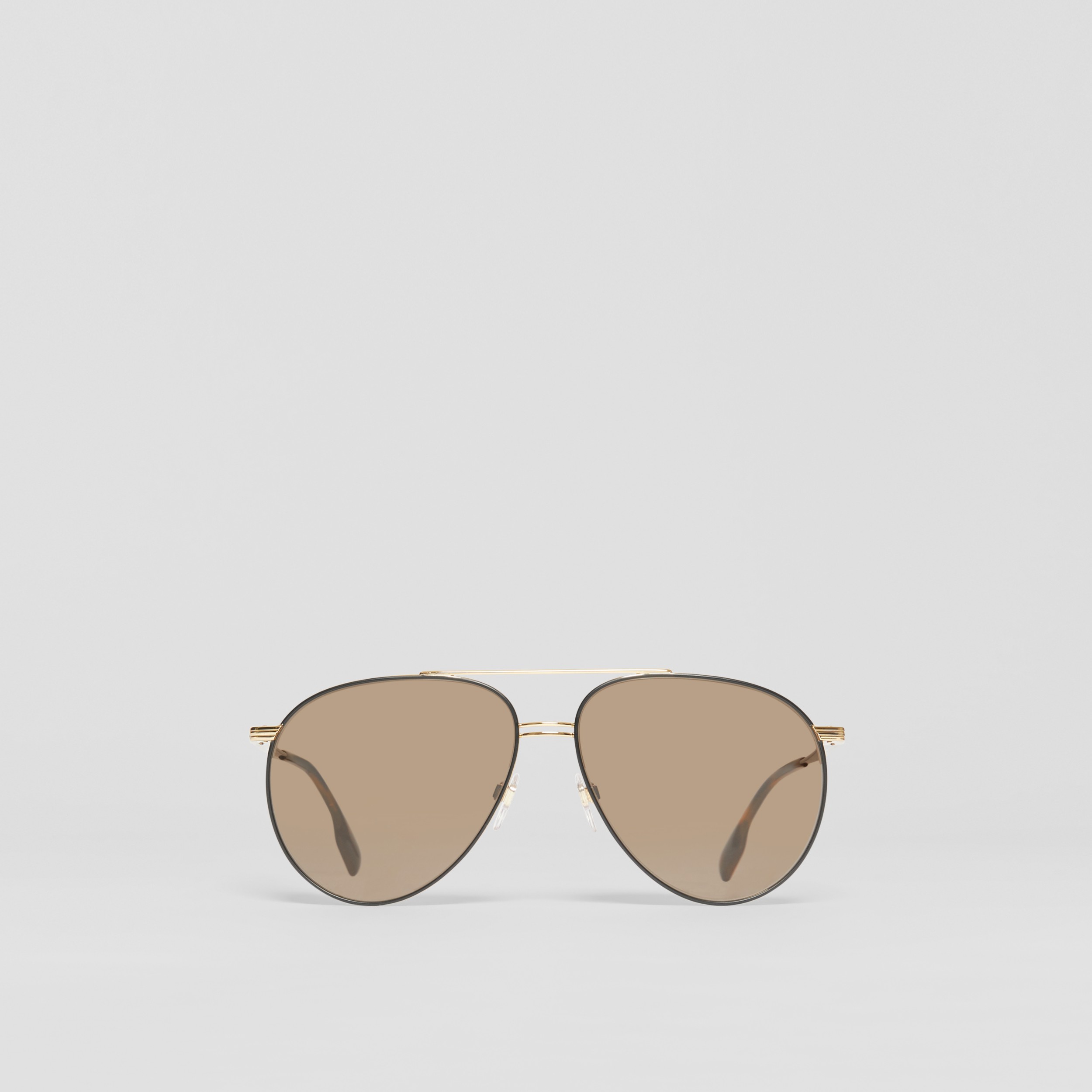 Top Bar Detail Pilot Sunglasses in Gold Men Burberry® Official
