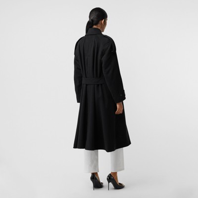 Y Botonadura Burberry Mujer negro Lana Abrigo En De Doble Cachemir ZUwyX1q