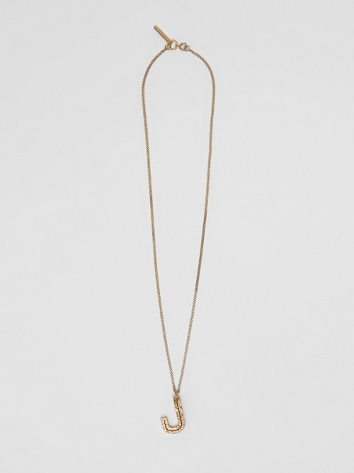Burberry ‘j' Alphabet Charm Gold-plated Necklace In Light Gold