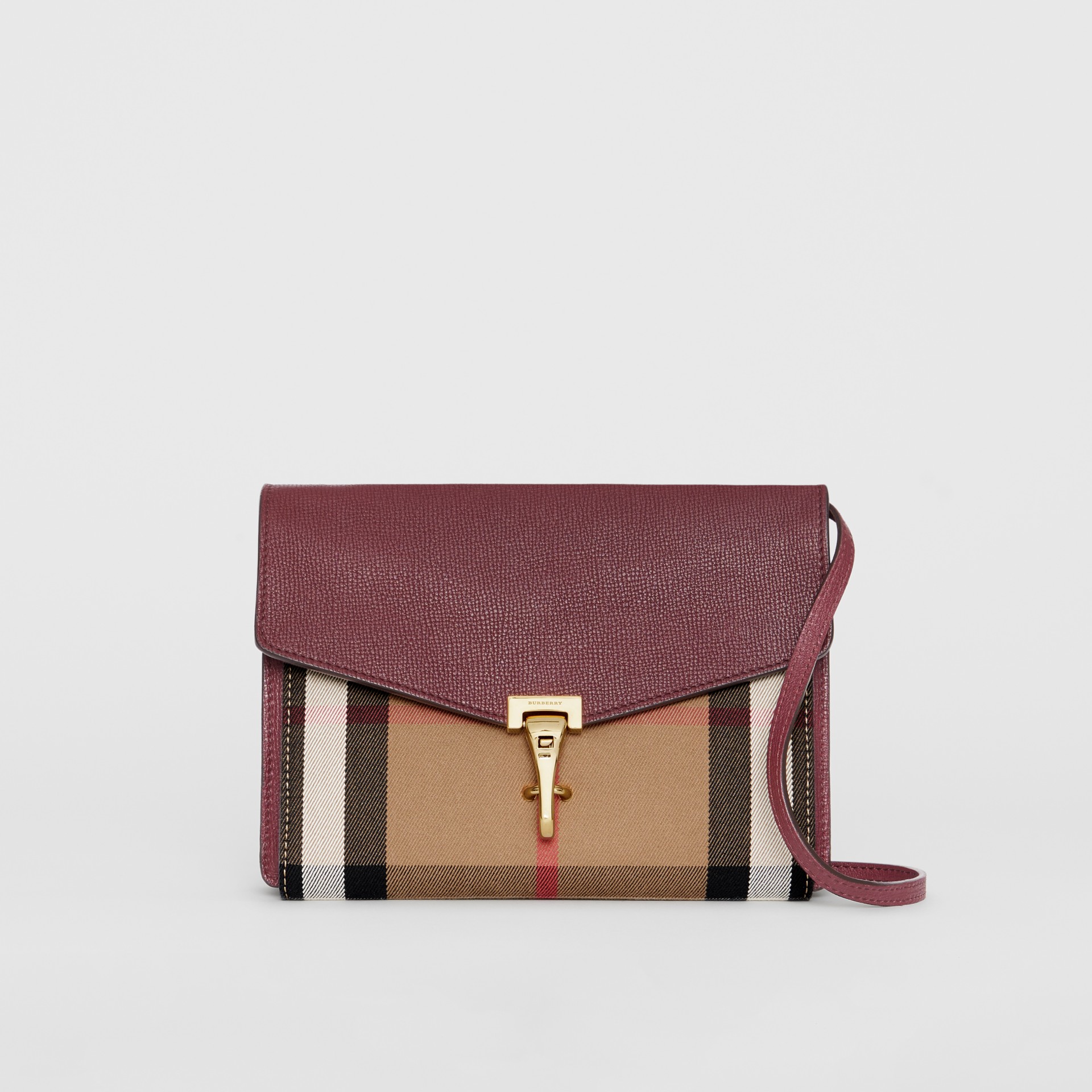 Burberry Small Leather House Check Crossbody Bag Mahogany Red Bag Poster