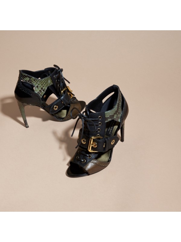 snakeskin buckle boots