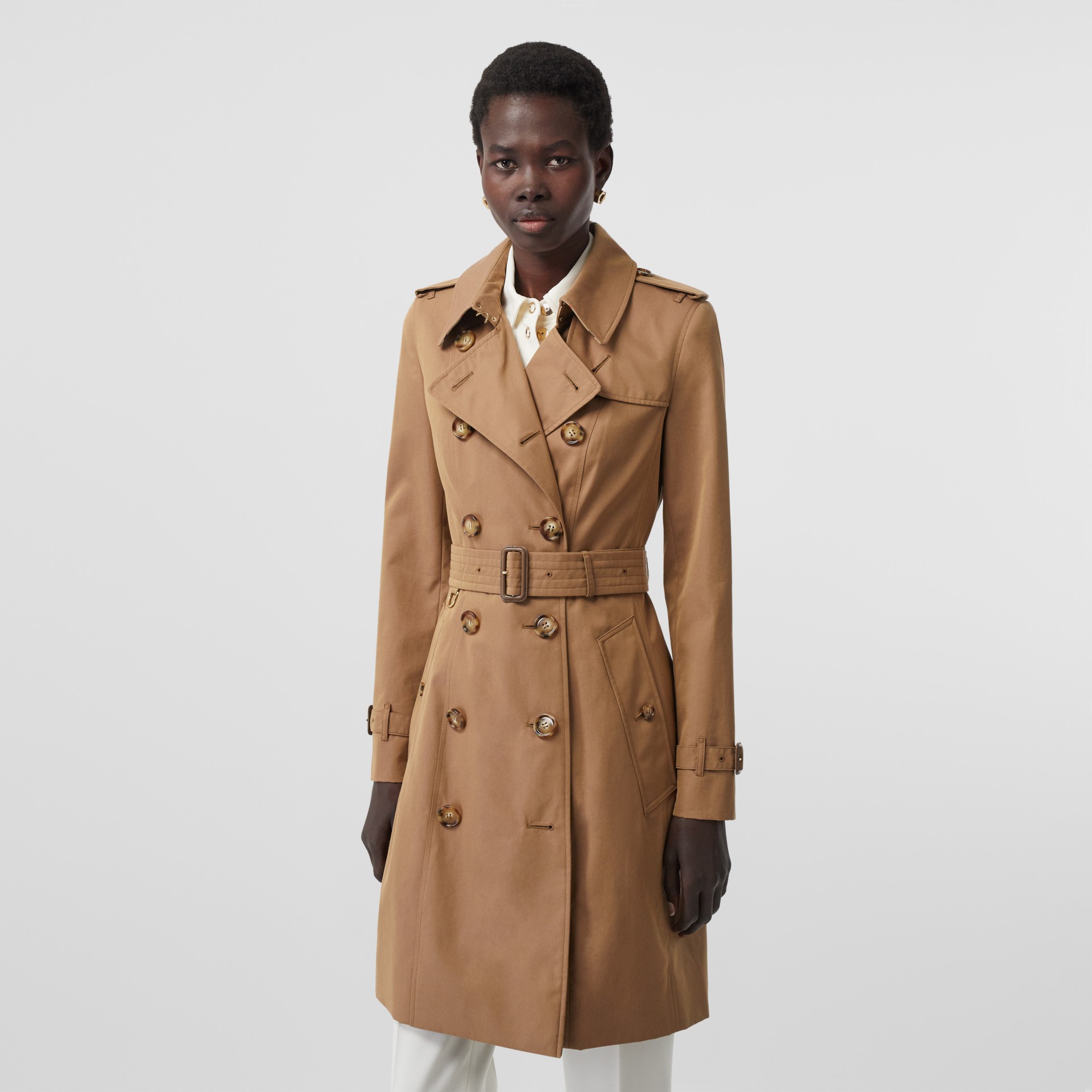 Cotton Gabardine Trench Coat in Warm Taupe - Women | Burberry United States