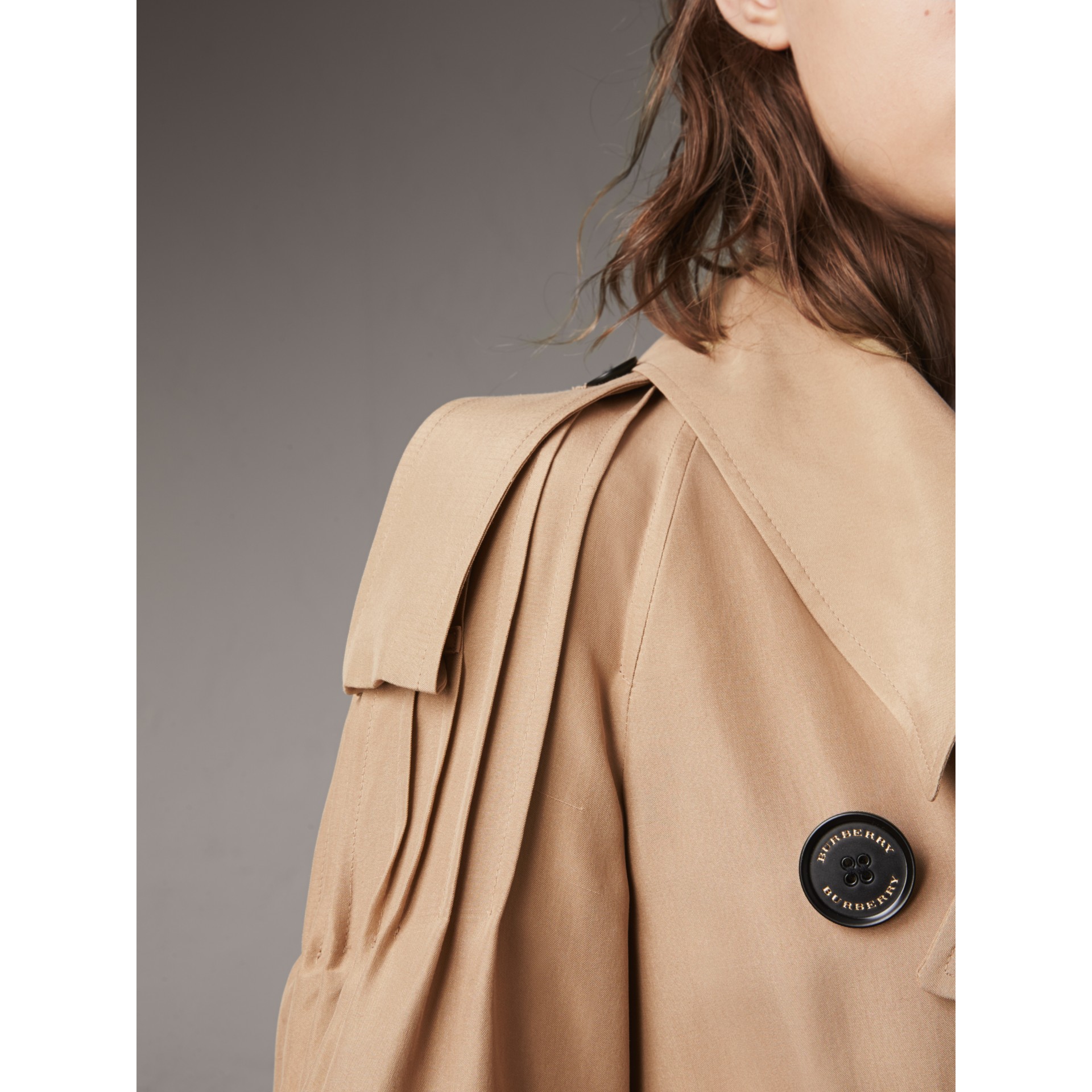 BURBERRY Ruffle Detail Silk Trench Coat