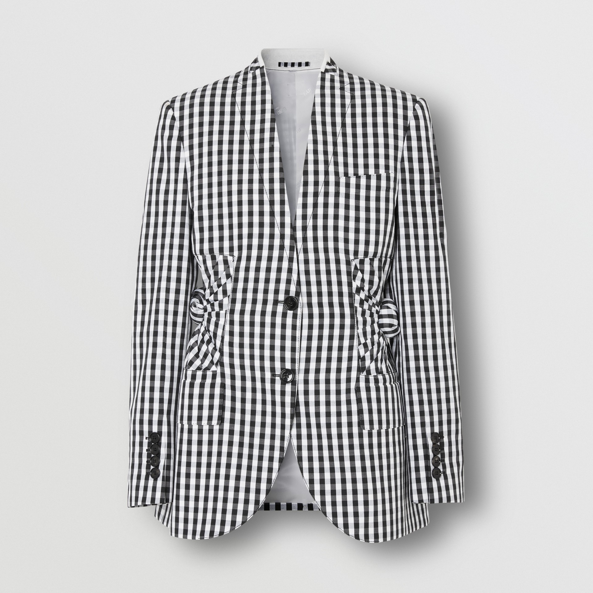 Gingham Technical Wool Blazer in Black Women Burberry United States
