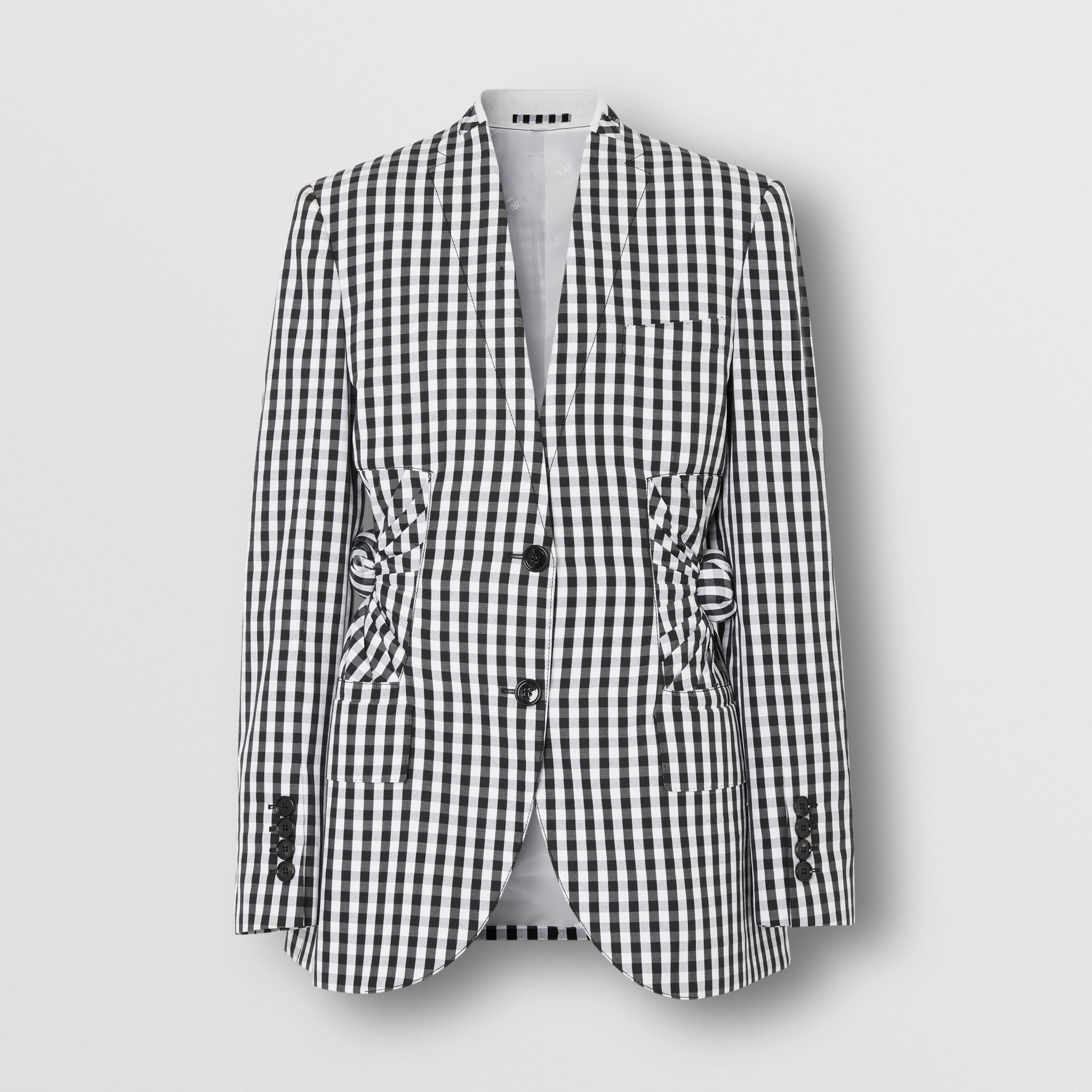 Gingham Technical Wool Blazer in Black Women Burberry Australia