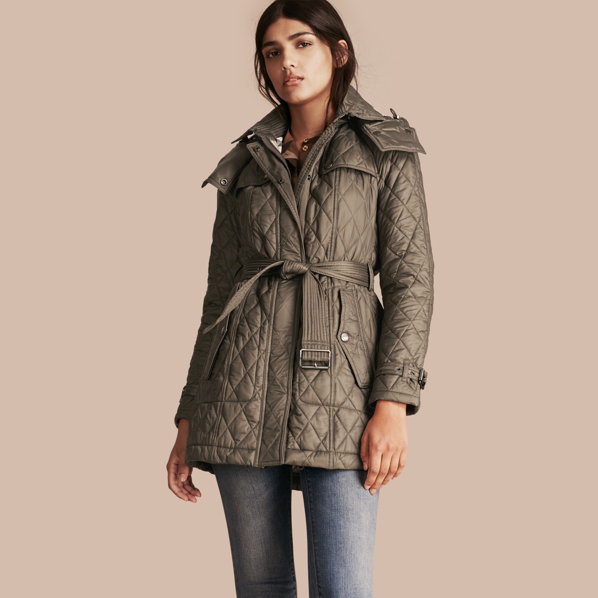 Diamond Quilted Coat in Mink Grey - Women | Burberry United States